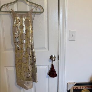 Y2K Muse Gold Sequin Polka Dot Party Dress